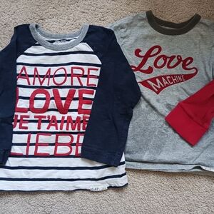 GAP Kids Love Themed Long Sleeve Shirts - Navy and Gray
